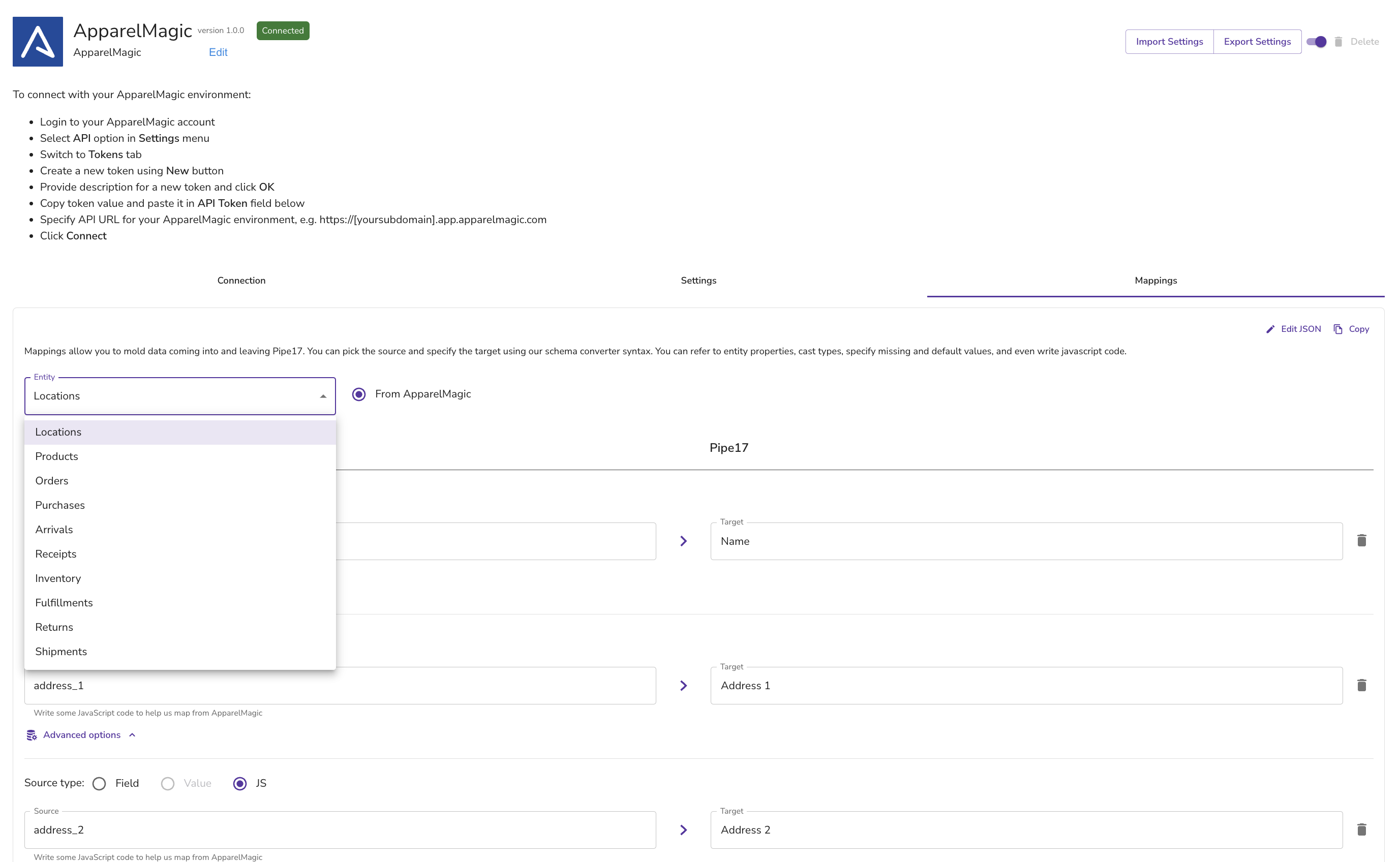 Connect ApparelMagic to Pipe17 – Pipe17 Help Center